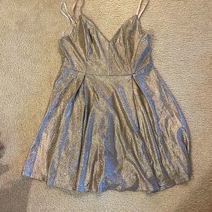 sparkly gold lulus mini dress spaghetti strap